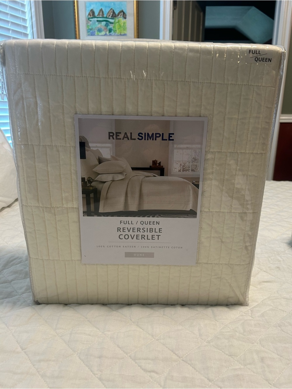 Real Simple Dune Quilted Reversible Coverlet /Bedspread/ Blanket in Cream—NWT